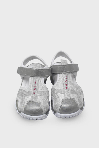 Arzen Unisex Çocuk Cırtlı Sandalet Beyaz Gümüş ARZ2025-05