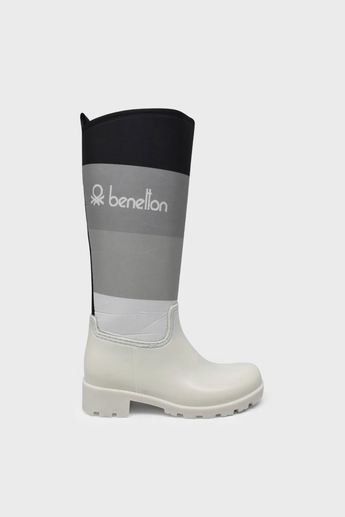 Benetton Kadın Yağmur Çizmesi Beyaz Siyah BN-50010