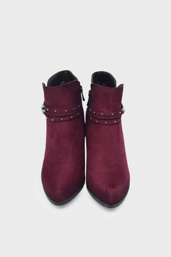Caprito Kadın Topuklu Bot Süet Bordo CPRT-K18105