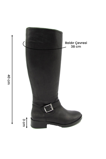 Castle Black Kadın Casual Deri Çizme Siyah CB21900