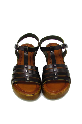 Castle Black Kadın Casual Deri Sandalet Siyah CB10000