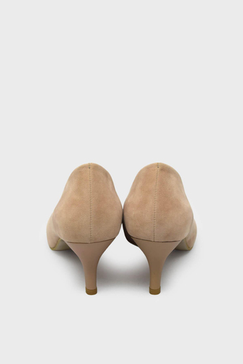Esstii Kadın Kısa İnce Topuklu Stiletto Ayakkabı Süet Pudra EST096