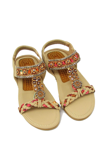 Guja Kadın Taş Detaylı Örgülü Sandalet Bej BLG22Y150-31