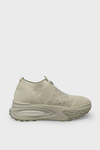 Guja Kadın Taş Detaylı Triko Spor Ayakkabı Bej BLG25Y305-4