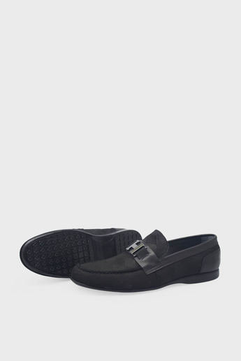 Kanuga Erkek Loafer Deri Ayakkabı Siyah Nubuk K-FSC3286