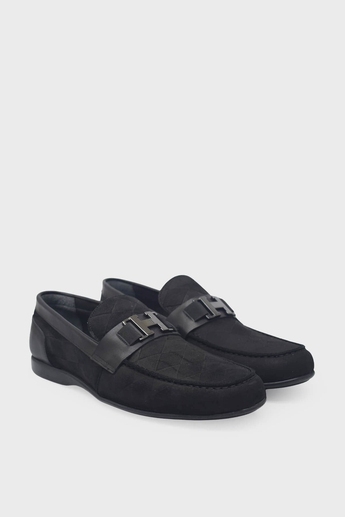 Kanuga Erkek Loafer Deri Ayakkabı Siyah Nubuk K-FSC3286