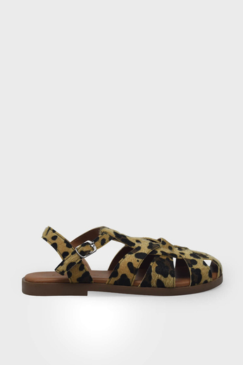 Kanuga Kadın Günlük Kafes Sandalet Leopar LPA1003