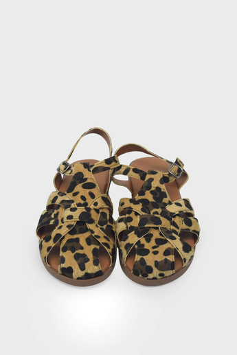 Kanuga Kadın Günlük Kafes Sandalet Leopar LPA1003