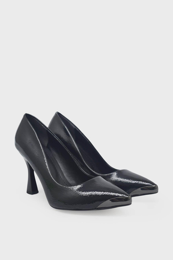 Kanuga Kadın Kadeh Topuk Stiletto Ayakkabı Siyah Rugan LPA1302