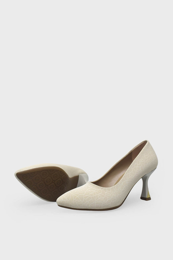 Kanuga Kadın Kadeh Topuk Stiletto Desenli Bej LPA1110-1