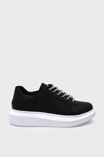 Kanuga Kadın Yüksek Taban Sneakers Siyah Beyaz ASL-859