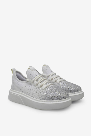 Kanuga Kadn Taşlı Yüksek Taban Sneaker Beyaz RSL404
