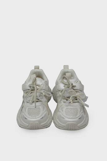 Minican Kız Çocuk Kurdeleli Cırtlı Sneaker Sedef MNCN10
