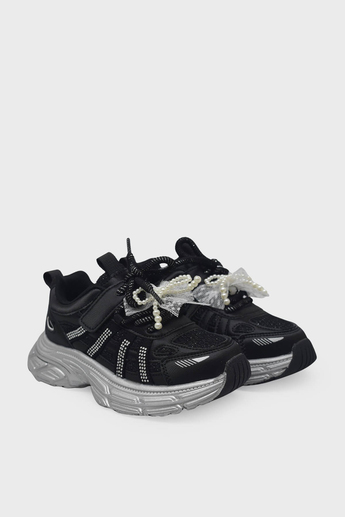 Minican Kız Çocuk Kurdeleli Cırtlı Sneaker Siyah MNCN10