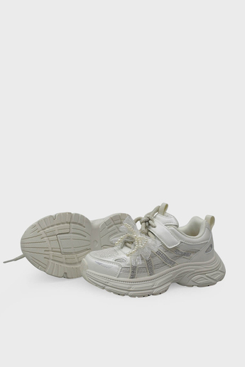 Minican Kız Çocuk Kurdeleli Cırtlı Sneaker Sedef MNCN10