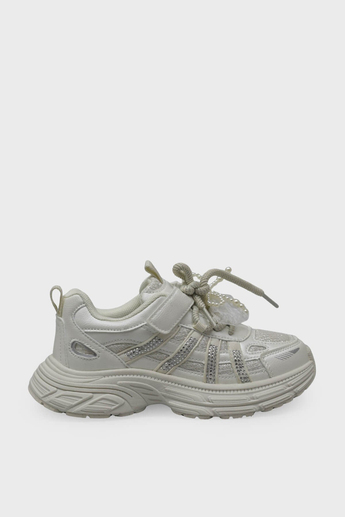 Minican Kız Çocuk Kurdeleli Cırtlı Sneaker Sedef MNCN10