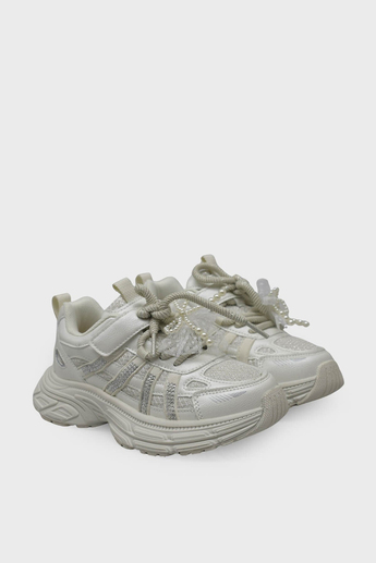 Minican Kız Çocuk Kurdeleli Cırtlı Sneaker Sedef MNCN10