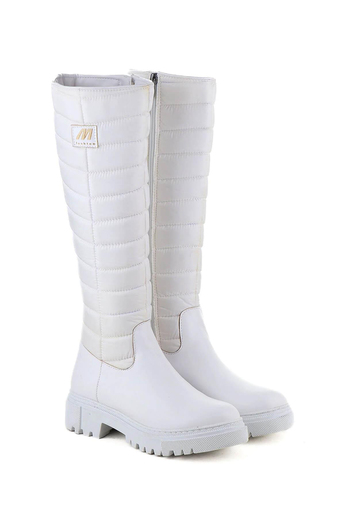 Mp Kadın Casual Kapitone Çizme Beyaz MP-2752