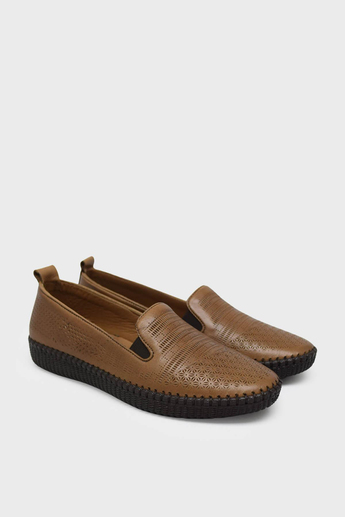 Pepita Kadın Yazlık Saraçlı Comfort Deri Ayakkabı Taba SRLR7232