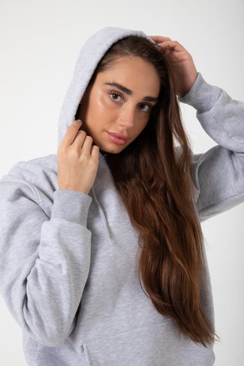 Gri Unisex Rahat Kalıp Kapuşonlu Hoodie