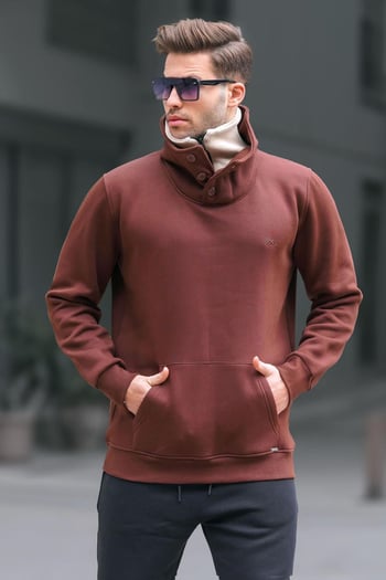 Acı Kahverengi Yaka Detaylı Erkek Sweatshirt 4411