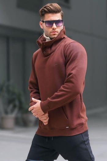 Acı Kahverengi Yaka Detaylı Erkek Sweatshirt 4411