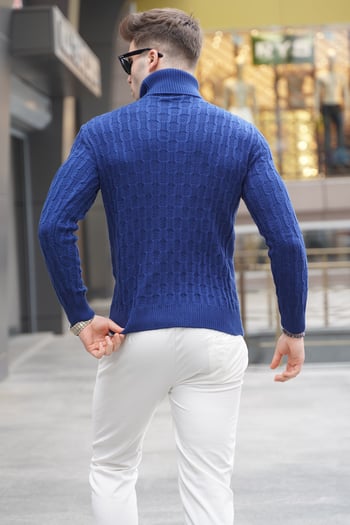 Light Navy Blue Knitwear Sweater 5759