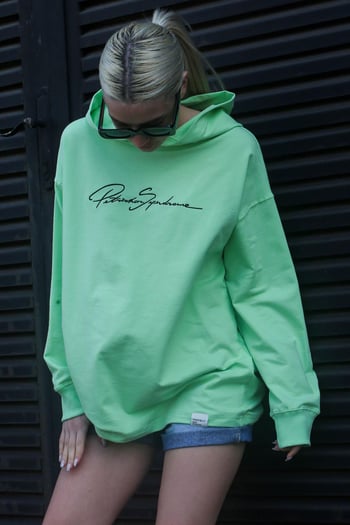 Açık Yeşil Nakışlı Kapüşonlu Kadın Sweatshirt MG1691