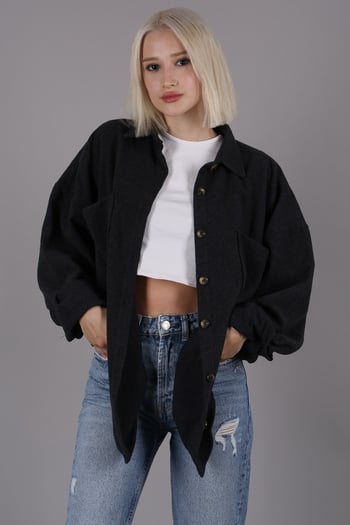 Antrasit Oversize Gömlek Ceket MG1562