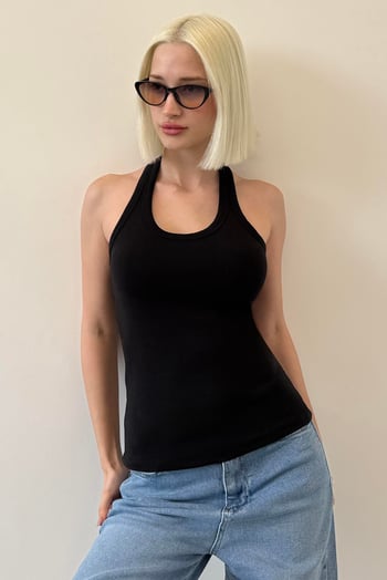 Siyah Halter Yaka Kadın Atlet Mg2529