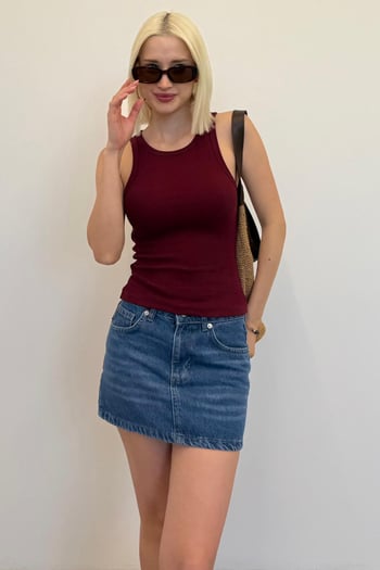 Bordo Kalın Askılı Regular Kesim  Basic Atlet MG2059