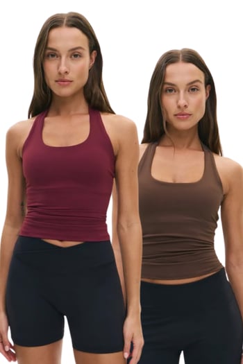 Bordo/Kahverengi Halter Yaka Kadın Atlet 2li Set  MG2680