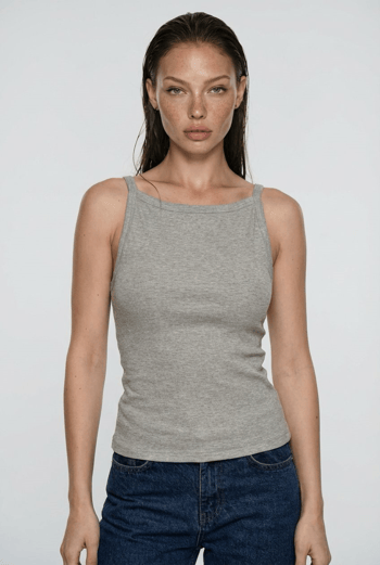 Gri Biyeli Vücudu Saran Fitilli Modern Kesim Atlet MG2681