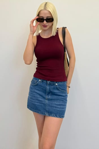 Bordo Kalın Askılı Regular Kesim  Basic Atlet MG2059