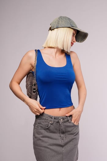 İndigo Kalın Askılı Kadın Bluz MG1998
