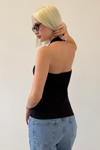 Siyah Halter Yaka Kadın Atlet Mg2529