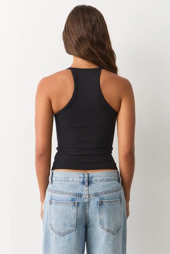 Siyah Basic Vücuda Oturan Kolsuz Kadın Atlet MG2639