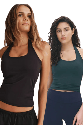 Füme/Siyah Halter Yaka Kadın Atlet 2li Set  MG2680