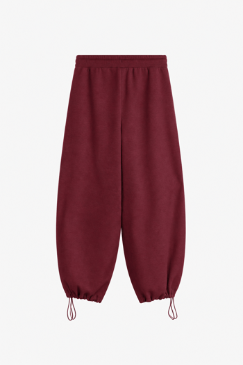 Bordo Stoperli Barrel Fit Şardonlu Kadın Eşofman Altı MG2687