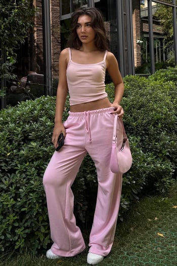 Pembe Barrel Fit Kadın Eşofman Altı MG2553