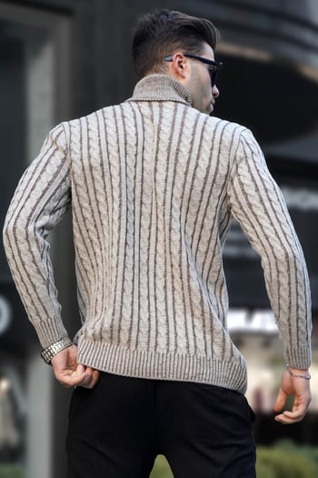 Beige Turtleneck Knitwear Sweater 6317
