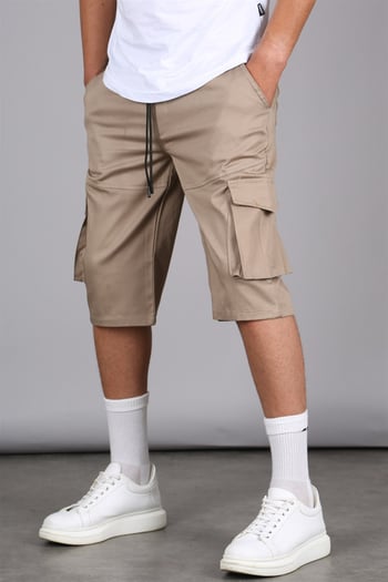 Beige Capri Shorts with Cargo Pockets 5473