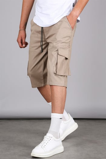 Beige Capri Shorts with Cargo Pockets 5473