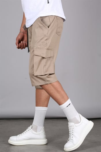 Beige Capri Shorts with Cargo Pockets 5473