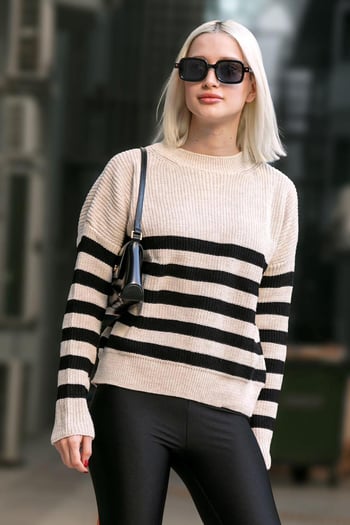 Beige Striped Sweater MG1258