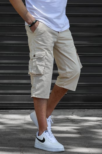 Men Beige Capri Shorts 5754