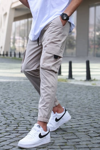 Bej Kargo Cep Erkek Jogger Pantolon 5461