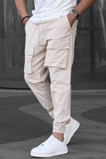 Bej Kargo Cep Erkek Jogger Pantolon 6812