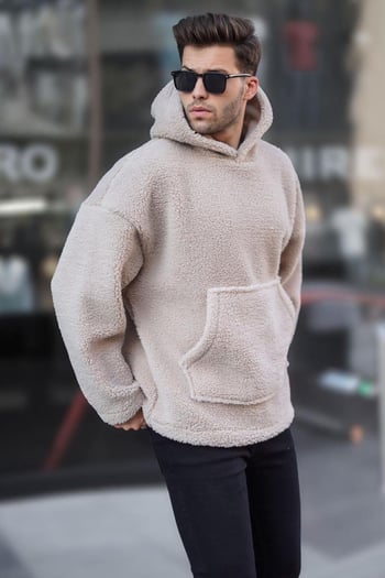 Bej Oversize Pelış Erkek Sweatshirt 6160