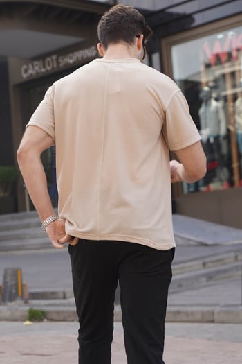 Bej Regular Fit Basic Erkek Tişört 6099